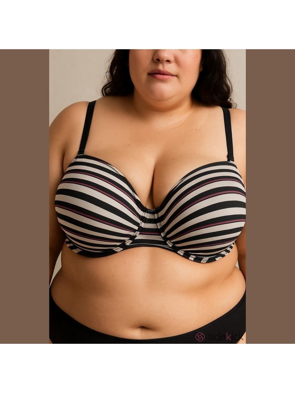Lane Bryant Cacique White Bra With Black And Pink Stripes Size 42DD
